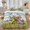 3pcs Cartoon Cute Dinosaur Print Coreless Down Duvet Cover Set Multi Size Bedroom Bedding Decoration Machine Washable