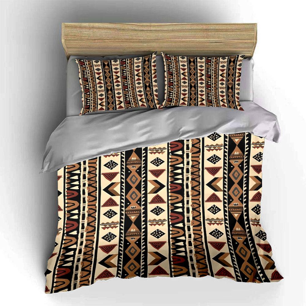 African Geometric Pattern Background Bedding Set For Kids Luxury Gift 3Pcs Digital Print Comforter Set Soft Comfortable