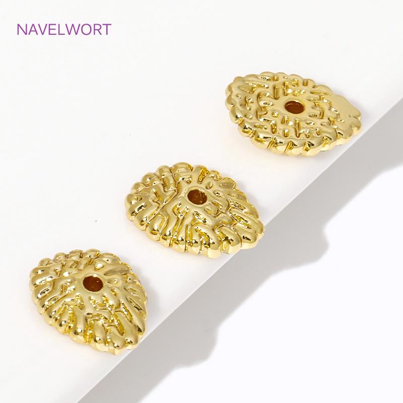 18K Gold Plated Brass Flat Oval Stripe Spacer Beads Flat Beads,Separators For Beads,For Bracelet DIY Jewelry Making Accessories