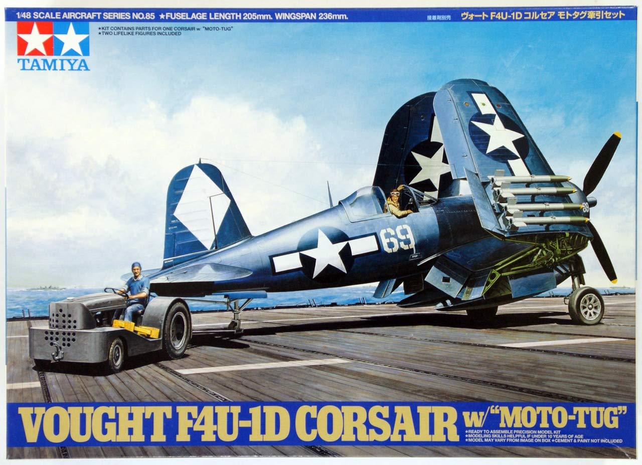 

Tamiya 1/48 Masterpiece Aircraft Series No. 85 U.S. Navy Vought F4U-1D Corsair Mototug Towing Set Plastic Model Kit 61085