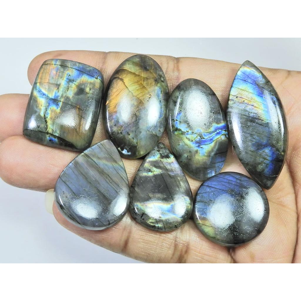 254Cts. Natural Purple Labradorite Spectrolite Mix Loose Gemstone 7Pcs Lot LL-1187