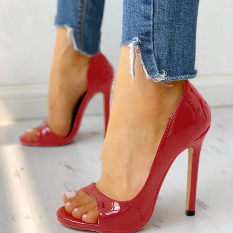 Super High Heel Sandals for Women, Fish Mouth Side Air New Round Head Sexy Sandals Platform Shoes Women Plus Size 43