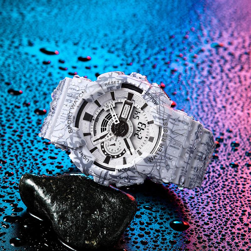 

Fashion Sports Digital Watch For Men Shockproof Waterproof Dual Display Man Wristwatches LED Chrono Alarm Clock Mens Watche білий