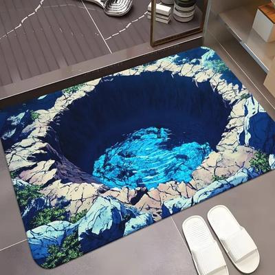 Kreative Eishöhlen-Design Fußmatte Verspieltes Gletscherhöhlen-Thema Muster Rutschfeste Eingangsteppich für Wohnzimmer Schlafzimmer Eingang Dekoration