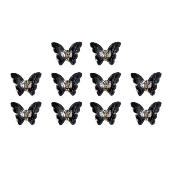 10 Pièces Décor Faux Ongles Brillant Art Tridimensionnel Ne Décolore Pas DIY Cristal Manucure Artisanat Ongle Papillon
