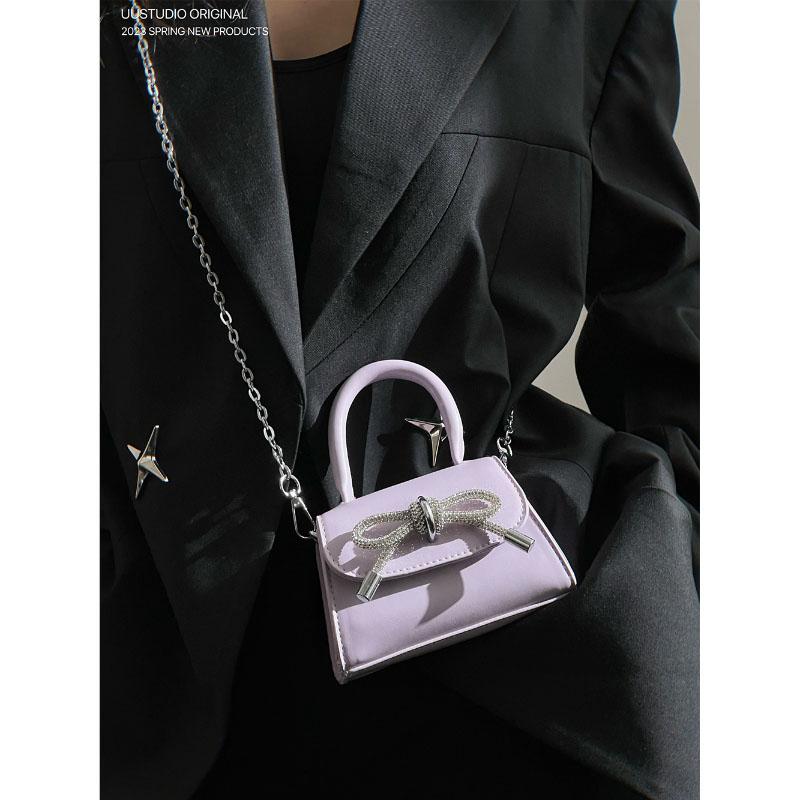 Mini Borsa Quadrata Piccola Fiocco Design di Nicchia Senso di Alta Qualità Ragazza Catene Rossetto Cuffie Borsa a Tracolla Moda Popolare