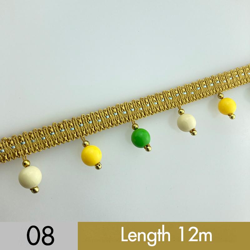 12M Curtain Beaded Tassel Lace Trim Cheap DIY Curtain Sewing Tassel Pompom Ball Edge Fringe Upholstery Decor Accessories