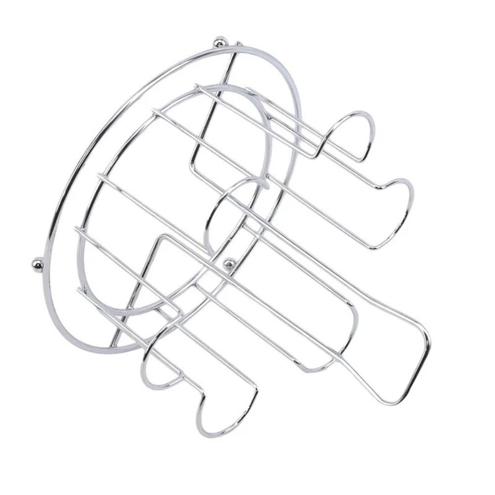 Silver Metal Glass Cup Storage Rack 6 Hooks Cup Drying Rack Practical Cup Organizer  for Home