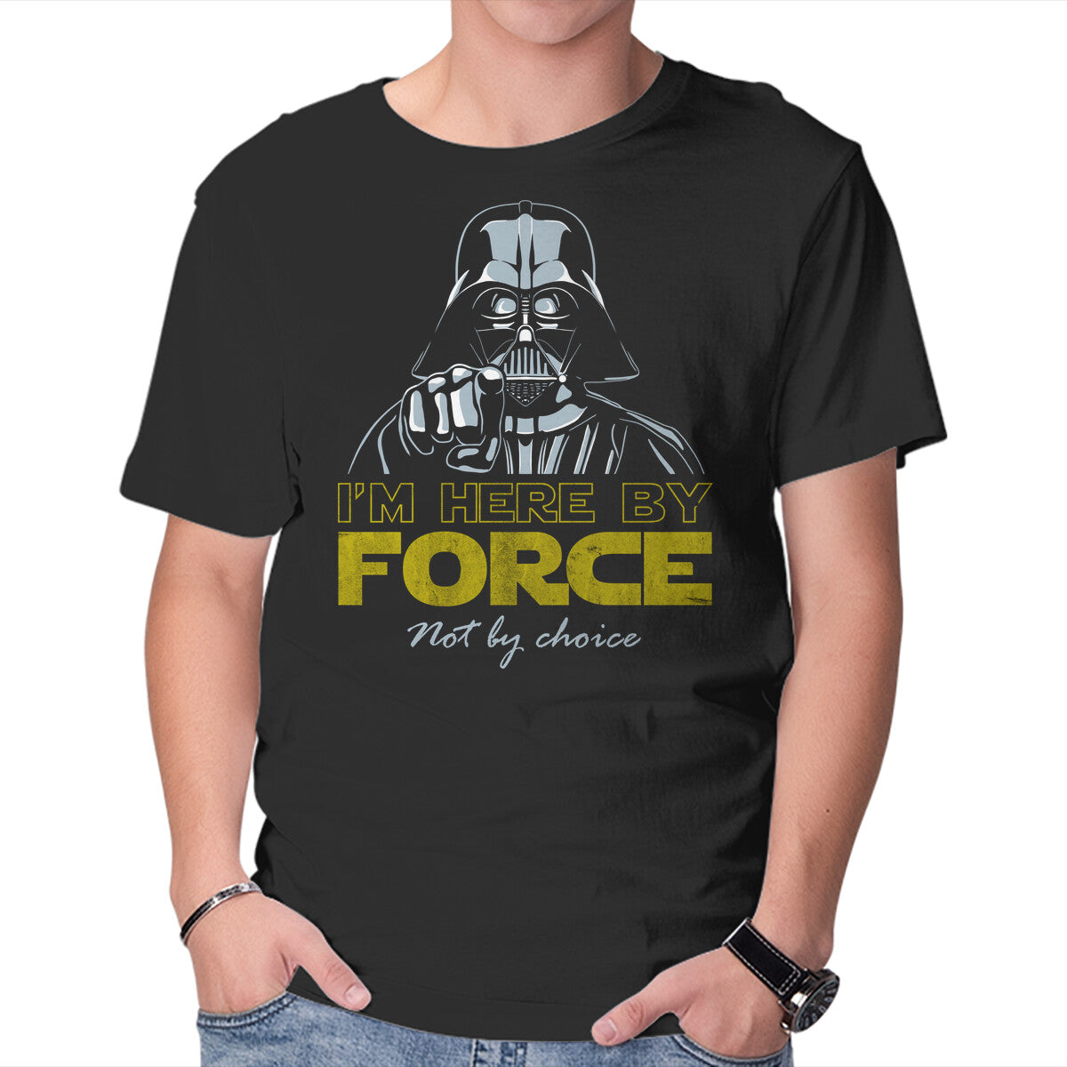 Unisex Crew Neck T-Shirt Here By Force Graphic Short Sleeve Casual Tee M