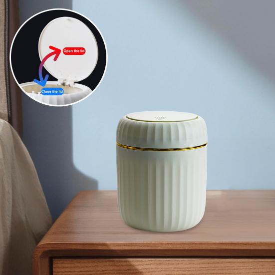 

Desktop Trash Can with Press-Type Lid Large Capacity Easy to Clean Non-Slip Design Compact Size Garbage Bin зелений