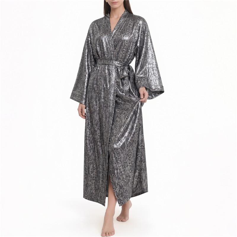 Damen Langarm Nachthemd für Zuhause Sexy Morgenmantel Lockerer Schlafanzug Bequemer Bademantel One Size schwarz