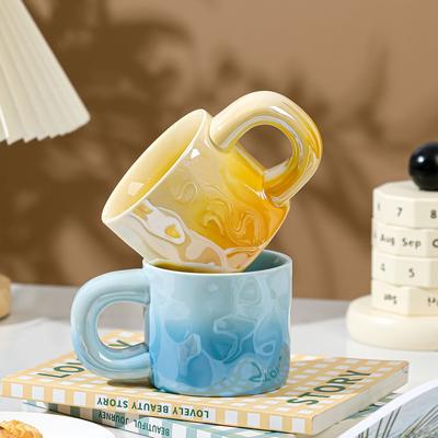 Gradient Ceramic Cup Souvenir High Looking Mug Girl Drinking Water Cup Couple Coffee Cup Birthday Gift