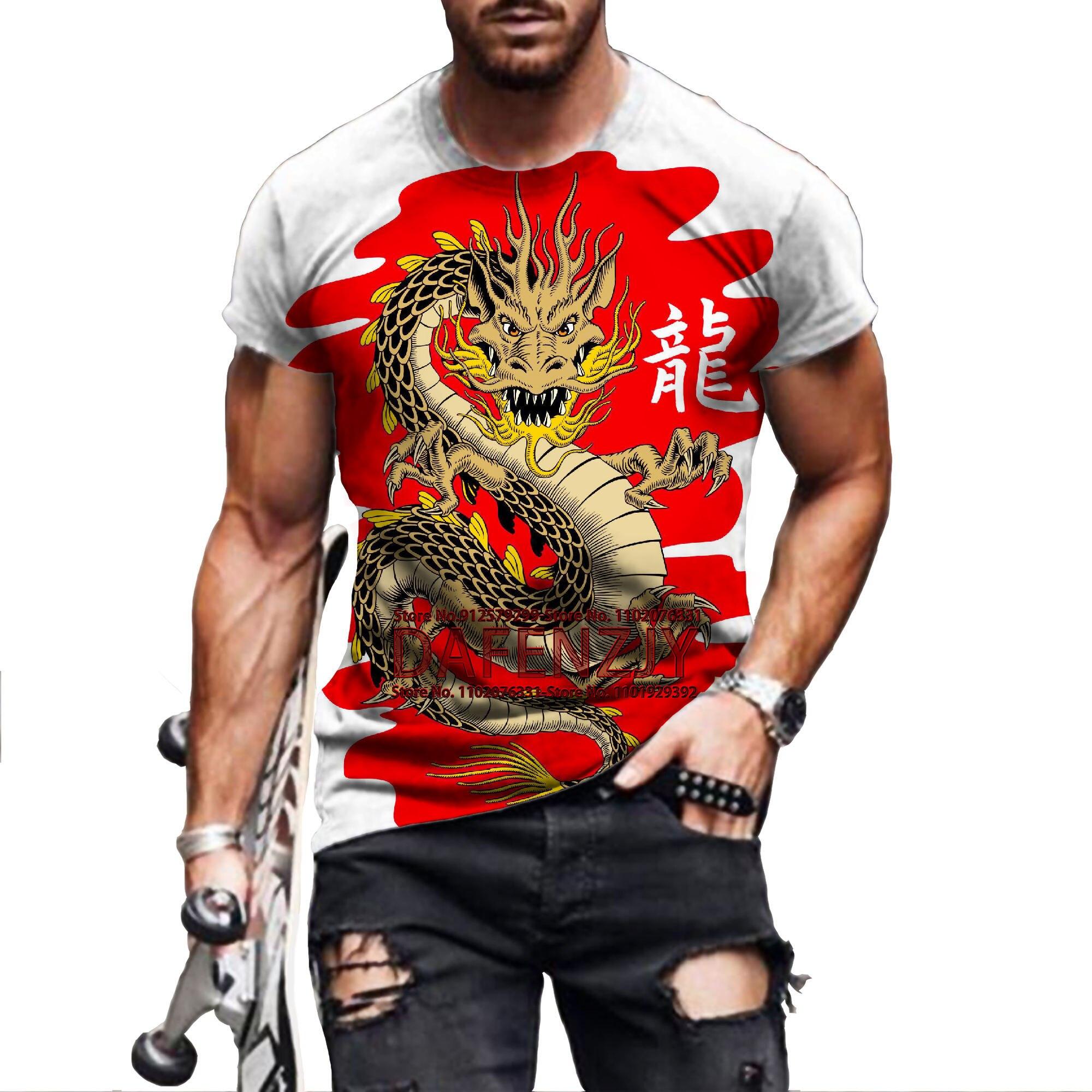 

Смешные мужские футболки Азиатская культура Животные Драконы 3D Печатные Харадзюку Футболки с коротким рукавом унисекс повседневные топы