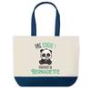 Tote Bag - PLANETEE - Bernadette Pas Touche Panda - Blue - Cotton 40x45 Cm - Made In France