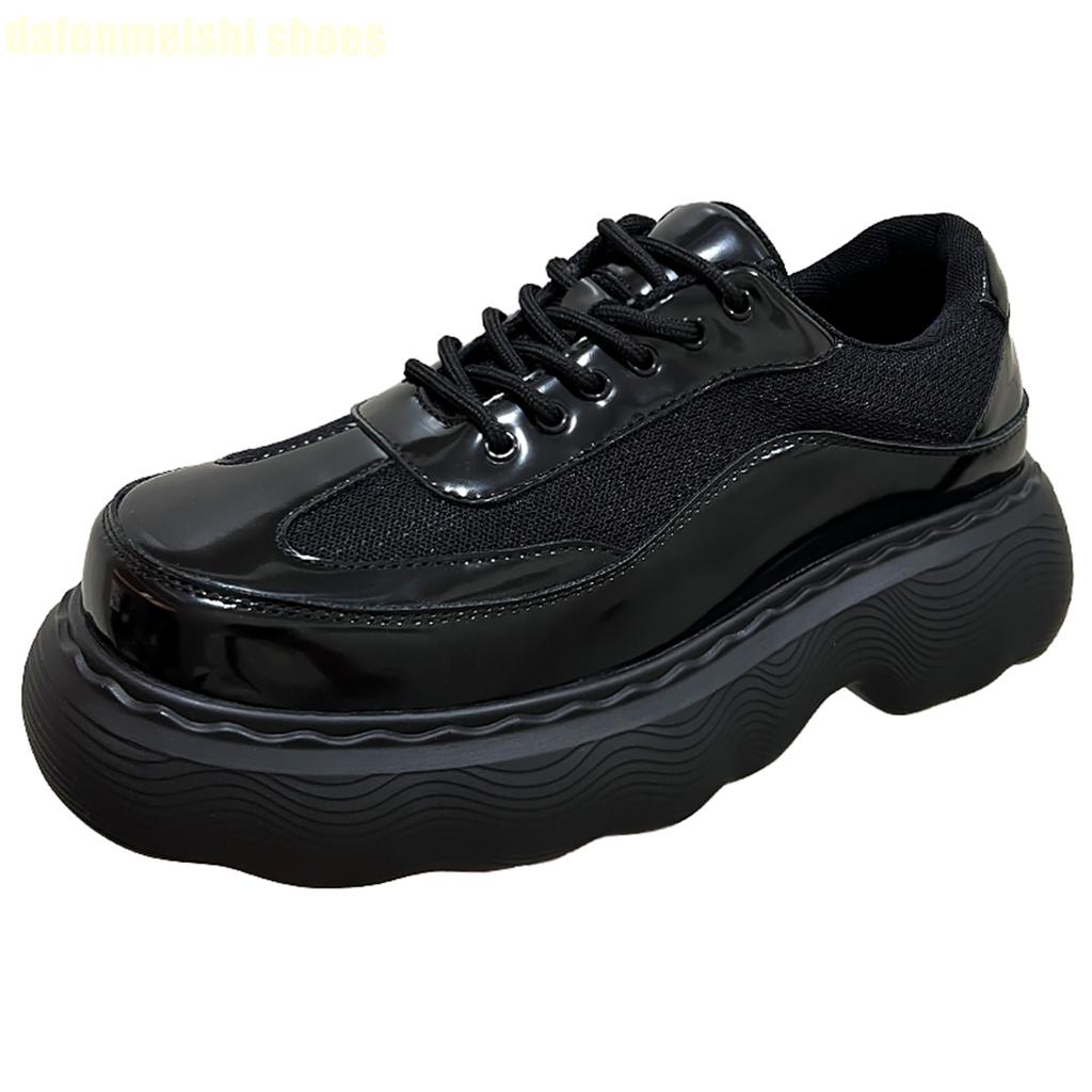 Fashion Comfortable Breathable Clunck Sneaker Patent Leather Men's All-Match Thick Soled Big-Toed Dad Shoes 2025 New Men Increase Shoes