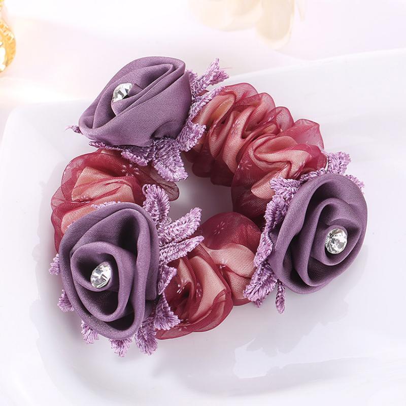 Korean Style Flower Hair Band Organza Circle Headband High-end Fabric Hair Accessories Rubber Band Female Headband Accessories