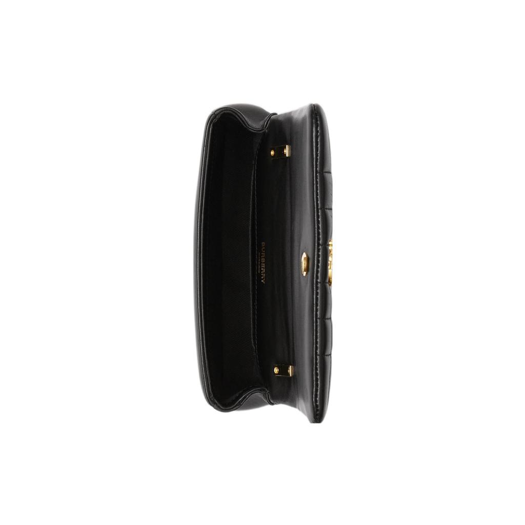 Burberry TB Logo Stepp-Leder Crossbody-Tasche, Schwarz Goldene Beschläge, Lässige Kettenschulter-Handtasche für Damen 80594921