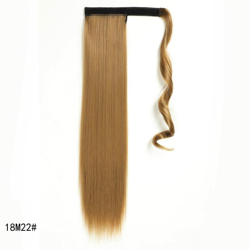 Synthetic Straight Ponytail Hair Extension With Velcro Wrap Design, 60cm Long Sleek Wrap Around Ponytail For Women Girls