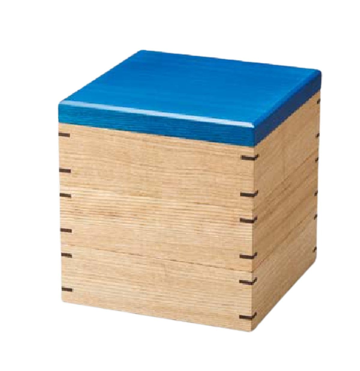 

Picnic Bento Box Made in Japan Wooden Standard White Walnut Box with Three Dividers New Eve J-kitchens (Bento Box) Kyutarou BLUE Three-Tiered (1