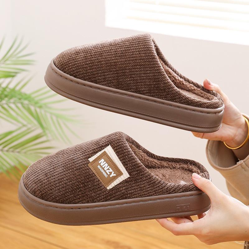 Warme Kante große Größe Herren Baumwollpantoffeln Herbst und Winter Plüsch verdickt Zuhause Indoor Taschenkopf Hausschuhe Größe warme Mop