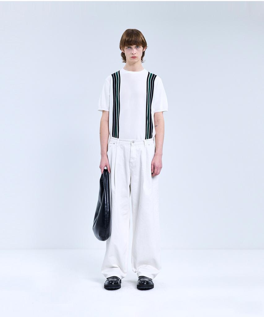 IRONYPORNO WHITELINE 86-Iroj049 Shoulder Front Stripe Round Knit 3 Colors