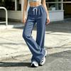 Women's Plaid Flare Pants with Waist for Casual and Home Wear
