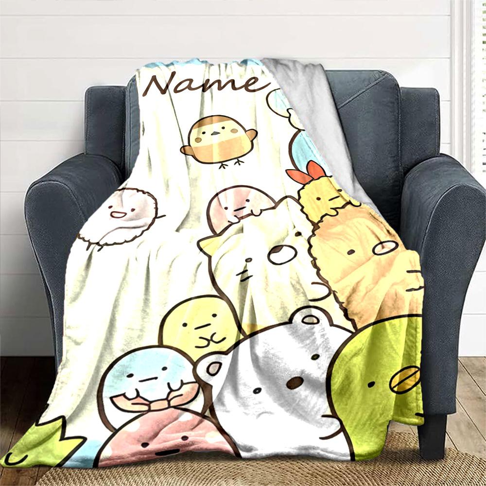 Customiz Name Personality Sumikko Gurashi Blanket Soft &Warm Sofa Office Bed Travel Lunch Break Blanket, Gift Suitable All Seasons