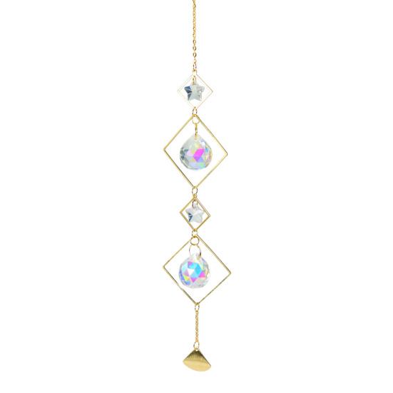 Faux Crystal Suncatcher Hanging Decoration Indoor Outdoor Garden Sun Moon Star Prism Wind Chime Ornament Rainbow Maker Pendant