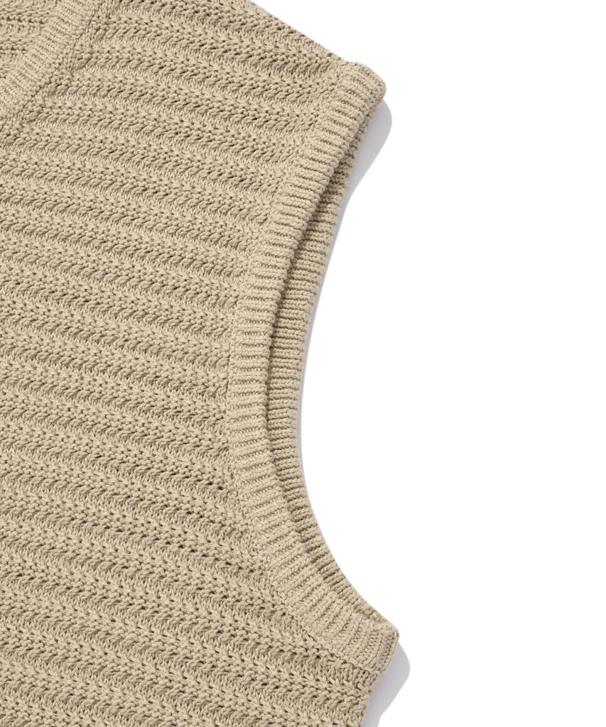 Covernat V-Neck Knit Vest Beige