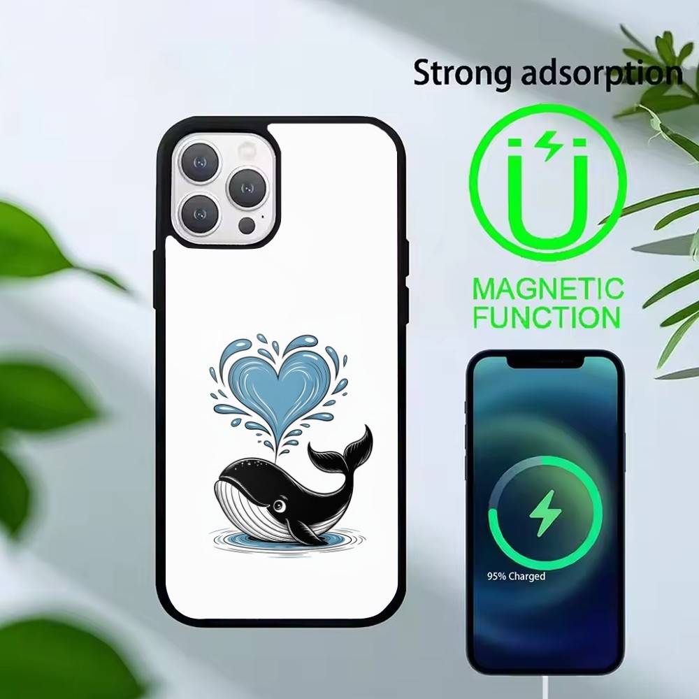 Whale Fall-Art Phone Case For iPhone 14,16,15,13,17,12,Plus,Pro,Max Magnetic For Magsafe Frosted Cover