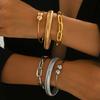 European and American Light Luxury Style Women's Bracelet Set Geometric Metal Woven Design High-end Feel Bracelet Versatile Jewelry