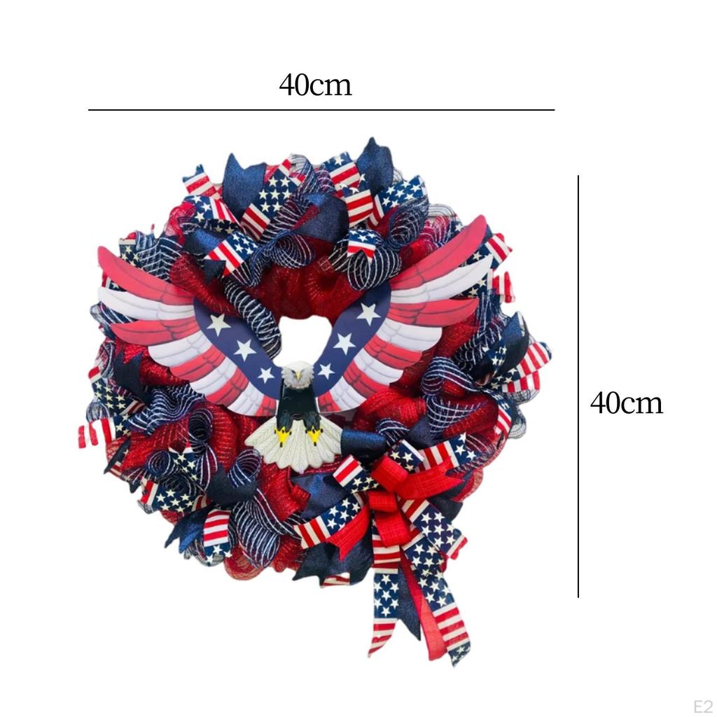 4TH of July Patriotic Eagle Mesh Wreath Front Door Hanging Decoration Sturdy