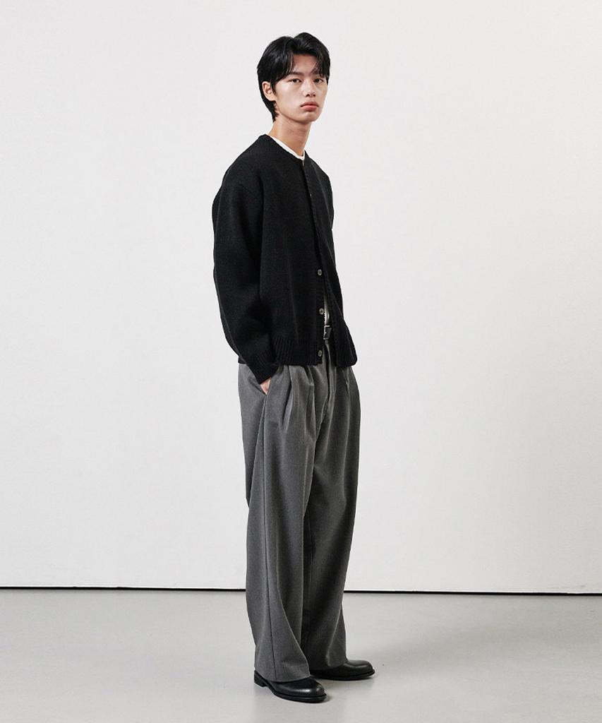 WHOLOVESART [Summer Fabric Added] Double-Pleat Wide Slacks Gray