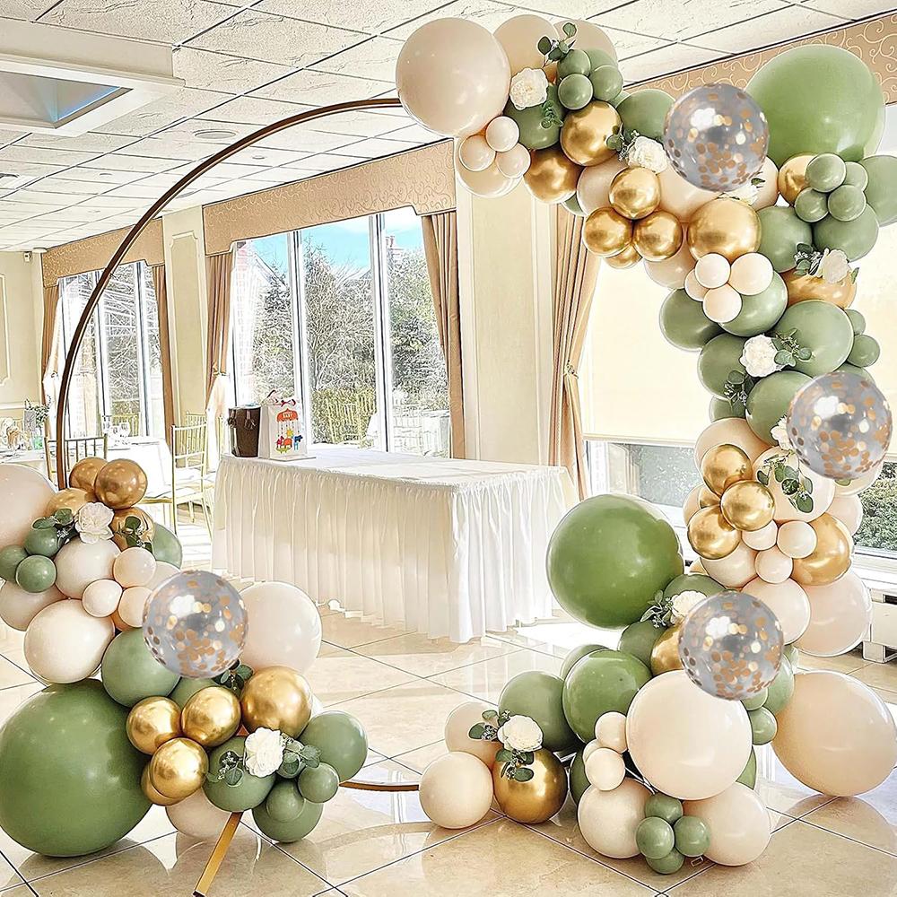 Avocado Green Balloons Garland Green White Gold Confetti Balloon Arch Kit Wedding Anniversary Baby Shower Birthday Party Globos