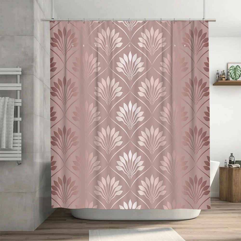 Pink and White Floral Shower Curtain for Bathrooms Extra Long Waterproof Bathroom Decorations (180x240cm)