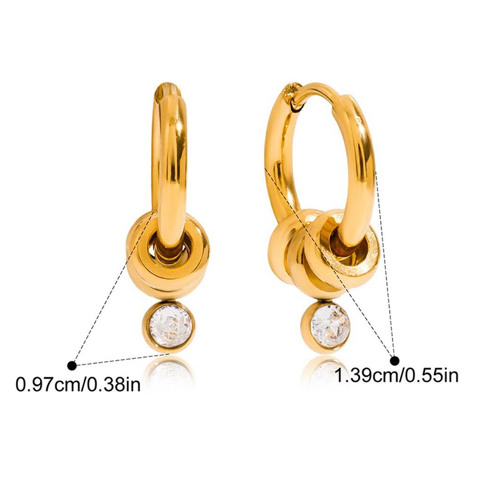 

Gold color Hoop Earrings With CZ Zircon Dangle Earrings Stainless Steel Minimalist Trendy Zircon For Women Fashion Party Gift белый