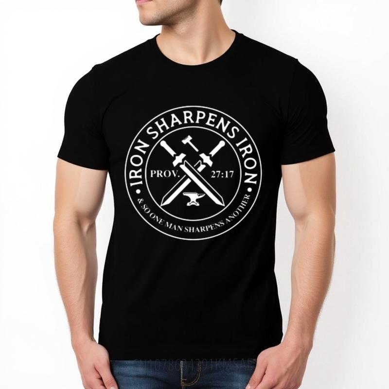 Funny Tshirt Rock For Him Oneck Tshirt Daily Wear Iron Sharpens Iron Proverb 27 17 Minimalist For Unisex Tee Shirt Rock Tshirt