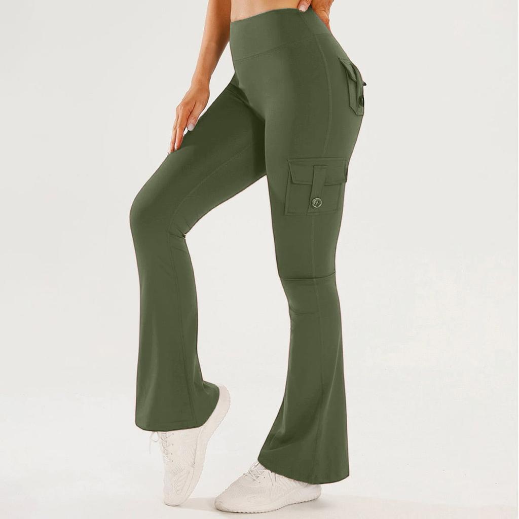 Women’s Yoga Leggings Outdoor Sports Fitness Multi-Pocket Flare Pants Work Trousers