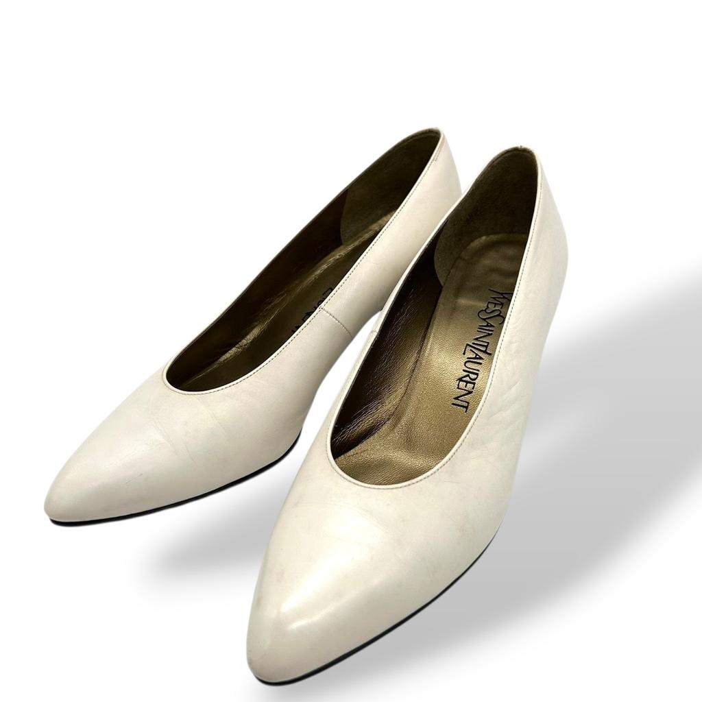 Used YVES SAINT LAURENT Pumpspumps Off White Leather Women