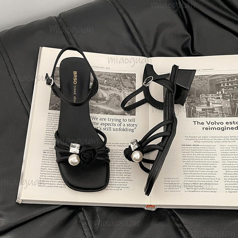 Fashion Soft-soled Comfortable Women's Shoes 2025 New Style Fashionable Sandals Open-toe Roman Shoes Non-slip Mid-heel Sandals for Women