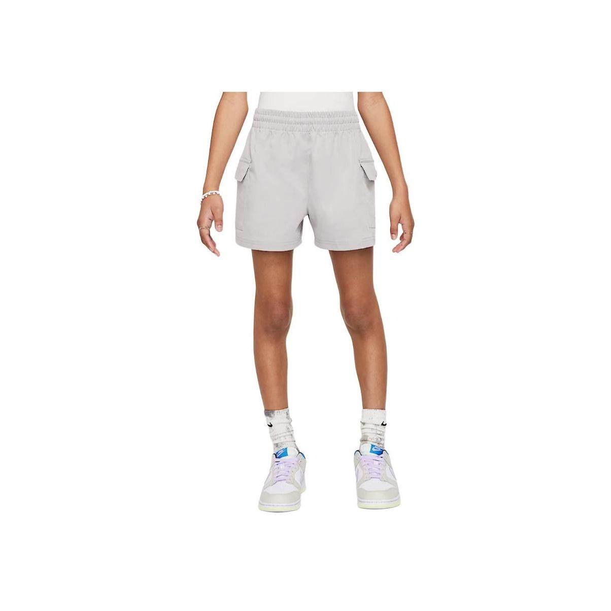 Nike Sportswear Swoosh Карго Удобные Мягкие Повседневные Шорты Детские шорты Академический-Серый Белый HF8178-009 XL