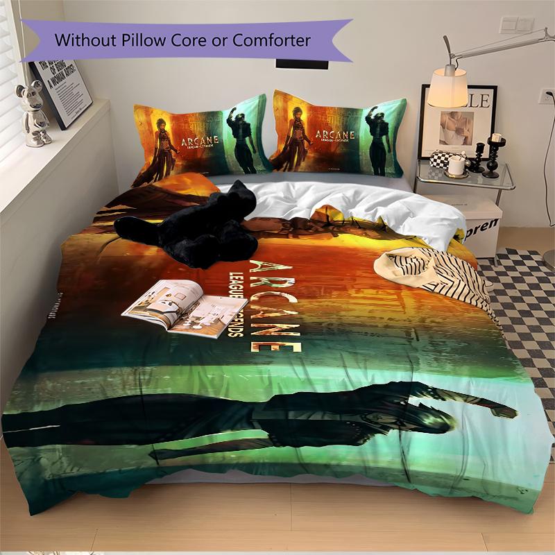 Arcane Legends Shadows Printed 3pcs Bedding Set Soft Microfiber 1 Duvet Cover And 2 Pillowcases Home Bedroom Decor Xmas Gift Tk17