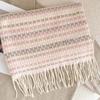 Contrast Color Knitted Wool Shawl Soft Long Neckscarf with Tassel Dopamine Plaid Scarf  Autumn