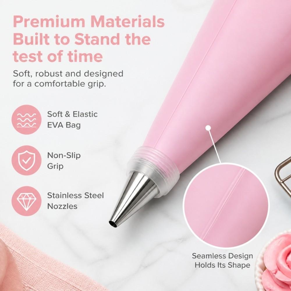 EVA Piping Bag Stainless Steel Cream Pastry Nozzle Durable Cake Decorating Kit Home Kitchen Baking