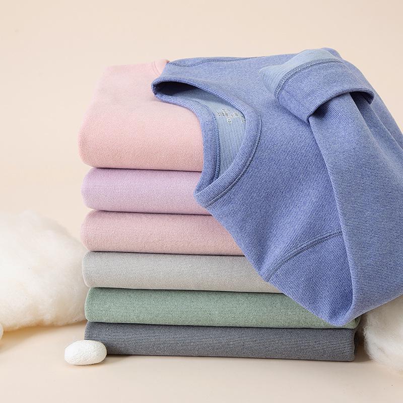 2025 Autumn/Winter Children's Double-Sided Brushed Wool Silk Warm Underwear Set for Boys and Girls