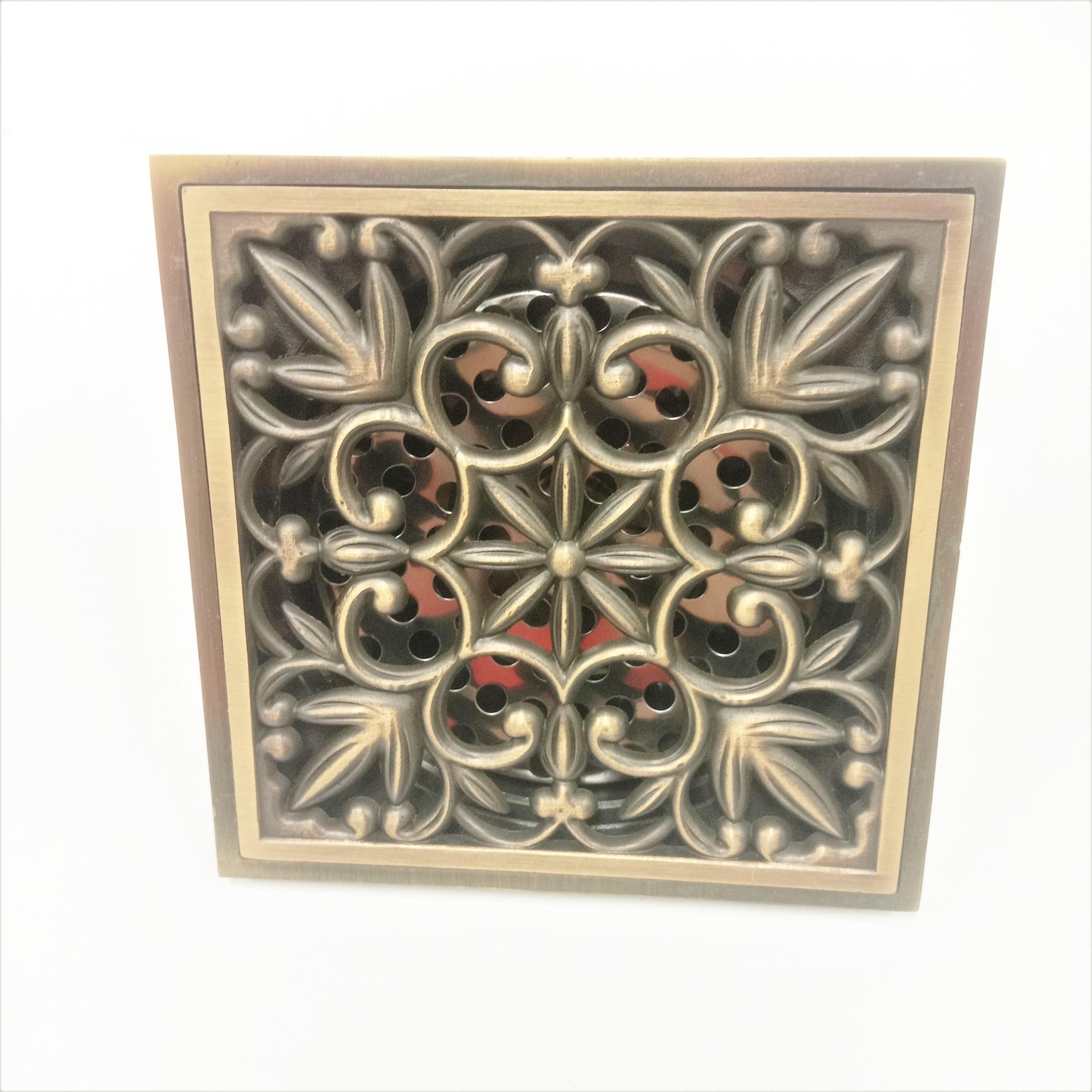 Good Quality New Design Antique Bronze Brass Floor Drain for Bathroom or Toilet LB-3162 (Golden,Brass)