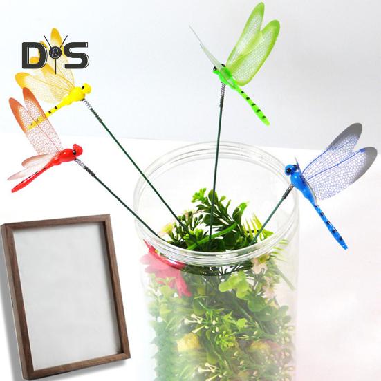 6 Pcs 3D Dragonfly Garden Stakes Waterproof Artificial Dragonflies Decorative Ornaments for Patio Flower Beds Potted Plants