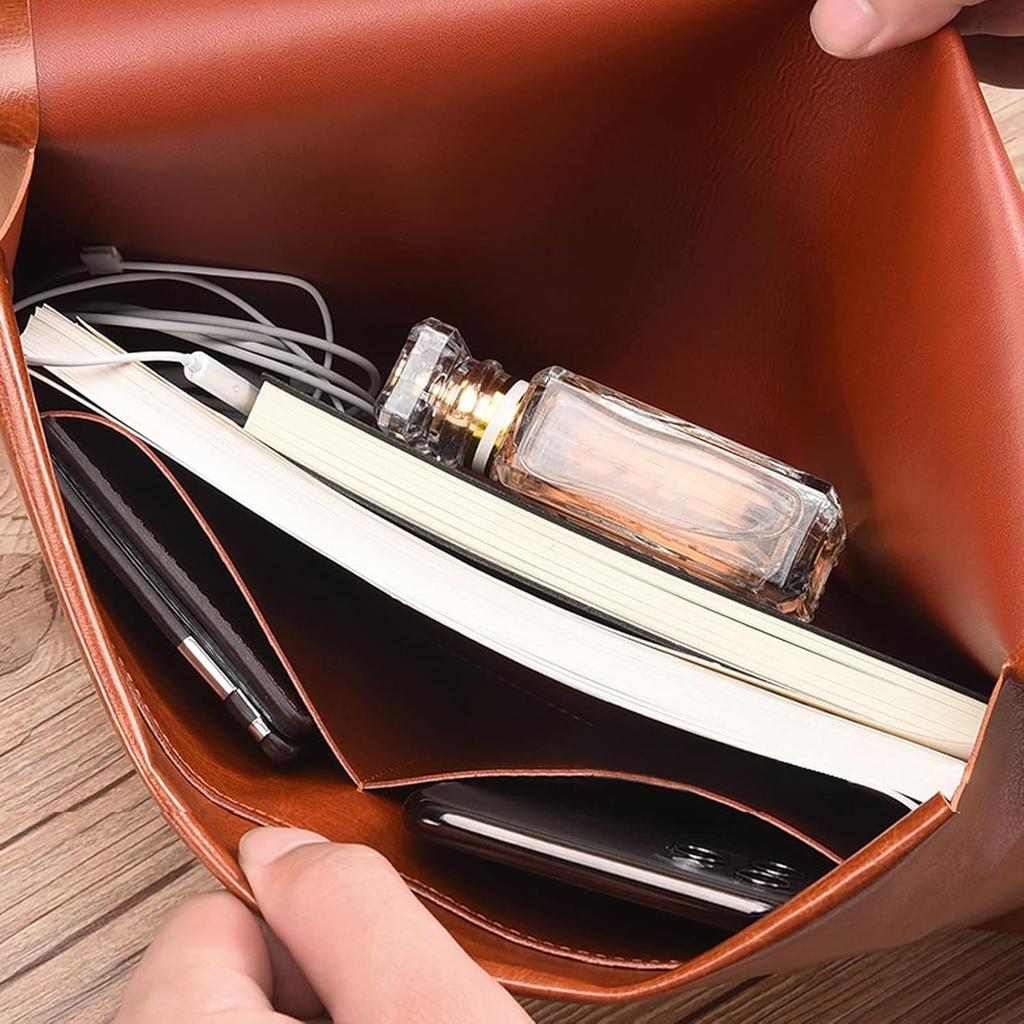 VANRA File Folder Organizer PU Leather File Jackets Document Holder Project Pockets with Magnetic Closure Button and Inner Bag for A4 Letter Size