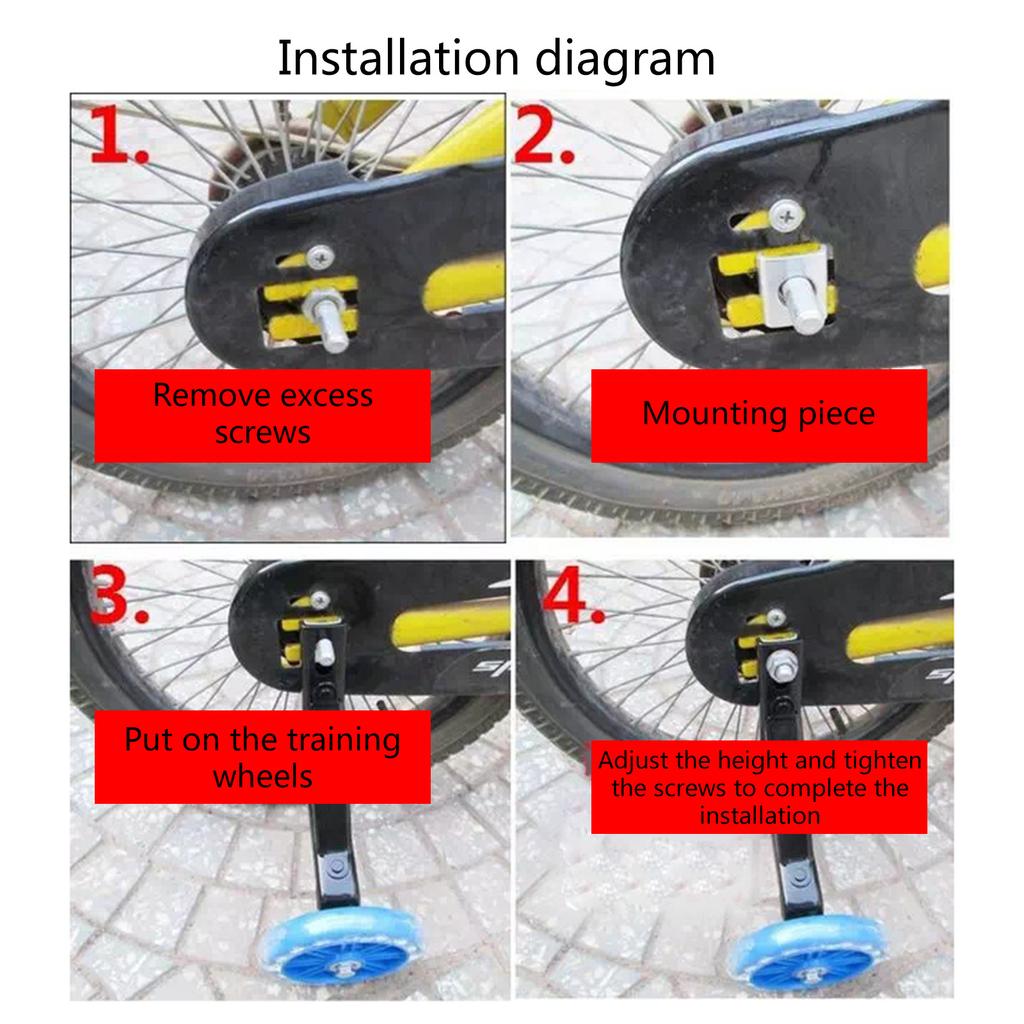 Outdoor LED Blinkendes Kinder Fahrrad Gleichgewichtstraining Rad Kinderfahrräder Stützräder 12-20" Universelle Fahrräder Seitenräder