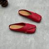 Johnature Genuine Leather Women's Slippers Handmade Solid Color Soft Cowhide Flat Outgoing Slides